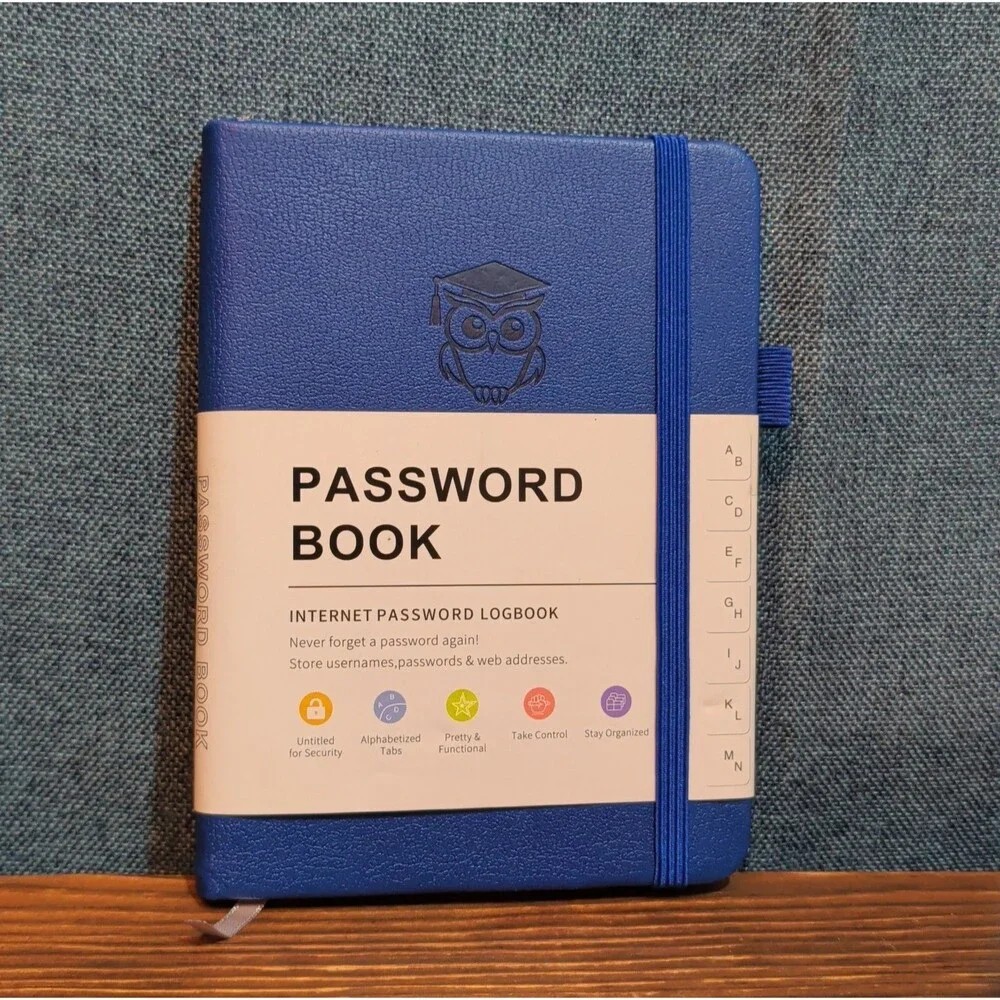 Password Book Internet Logbook Organizer Alphabetical Tabs Blue 4x5